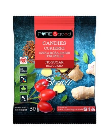 CUKIERKI DZIKA RÓŻA IMBIR PROPOLIS B/C 50G [20]