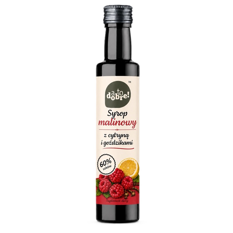 Render Malina z cytryną i goździkami 250 ml SYROP MALINOWY Z CYTRYNĄ I GOŹDZIKAMI 250ML - obrazek 1